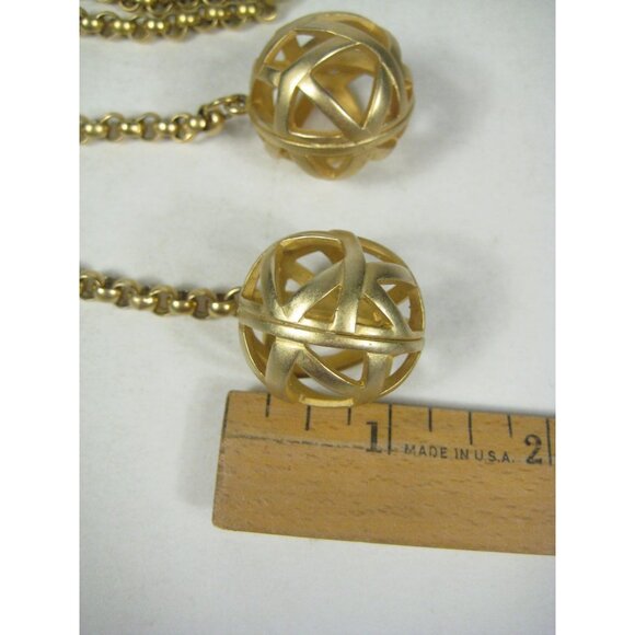 Goldtone Vintage Chain Necklace 44 inch Openwork Orb Pendants Sautoir - Picture 2 of 9